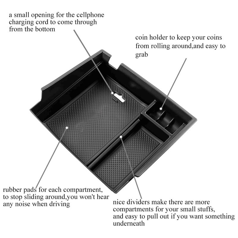 Vesul Center Console Armrest Storage Box Compatible with Honda Accord Sedan 2013 2014 2015 2016 2017 ABS Tray Insert Organizer Glove Pallet Black - Image 2